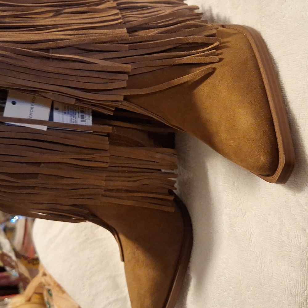 Fringe Suede Ankle Boots - Tan - Picture 10 of 12